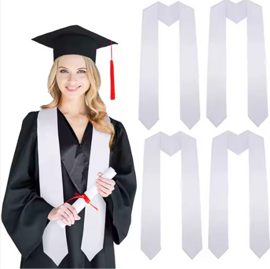 Sublimation Blank-Adult White Graduation Stole/Ready to Ship from the US